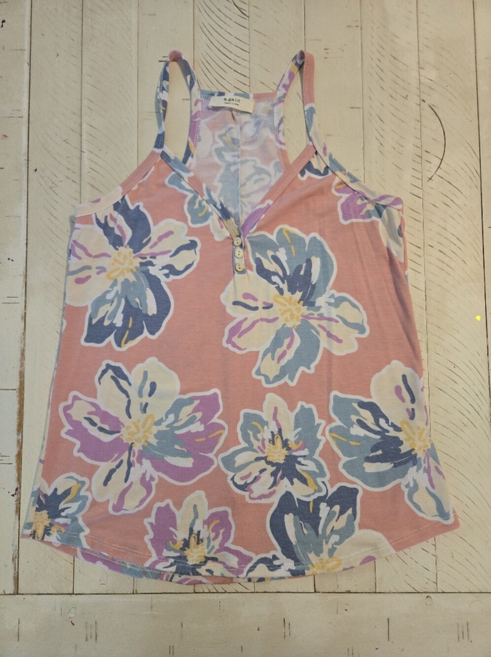 a.gain USA Floral Racerback Tank Top Medium